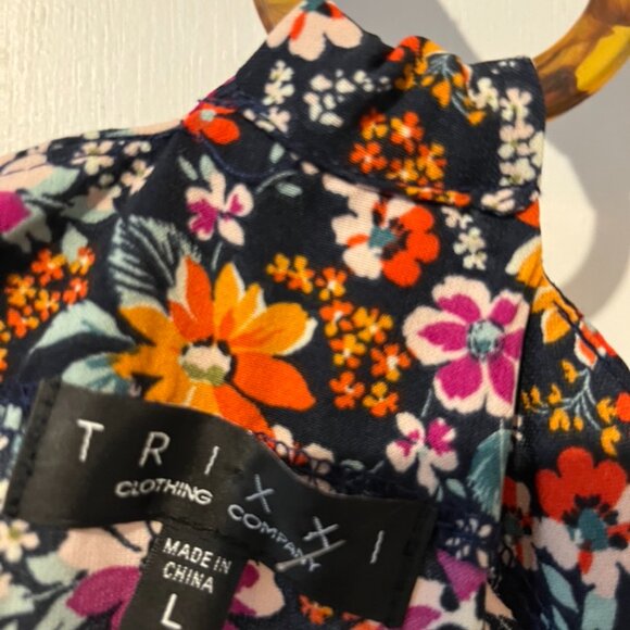 TRIXXI DRESS FLORAL PRINT V-NECK SZ Juniors/L - Picture 2 of 6